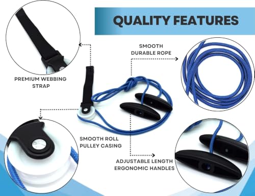 Image of AARAM Pulley with Rope and Door Strap, Easy to Use Exercise Equipment for Frozen Shoulder and Hand /Arm Exercise Material Nylon Plastic, Smooth Action Pulley (Blue)