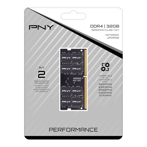 Image of PNY Performance 32GB DDR4 DRAM 3200MHz (PC4-25600) CL22 1.2V Dual Rank Notebook /Laptop (SODIMM) Computer Memory Kit - MN32GSD43200-TB