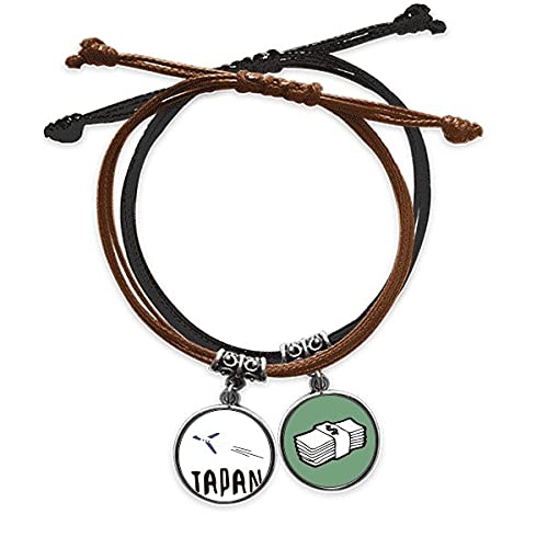 Pulsera de viaje japonés para tus vuelos con cadena de cuero de mano Wellcome