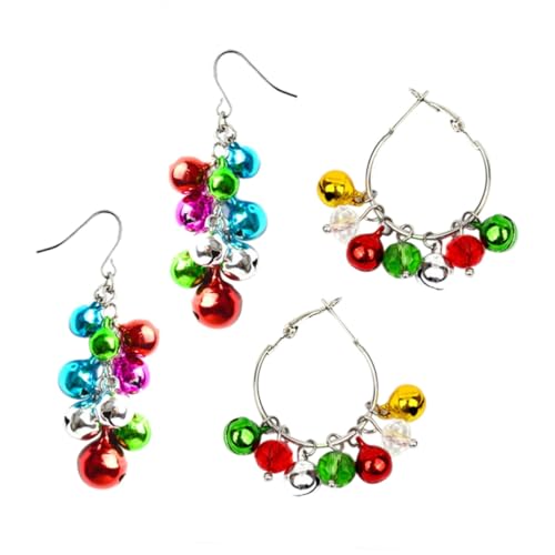 DEARMAMY 2pares Pendientes de Campana Navideños Joyería de Metal Diseño Creativo para Mujeres y Niñas Decoración para Fiestas de Navidad Estilo Aleatorio
