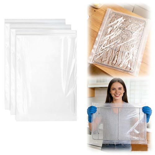 Ssryxsnan Oven Rack Cleaning Bags Heavy Duty No Scrub Oven Rack Cleaning Bags Reusable Leak-Resistant PE Bags for Deep Soaking Grill Grates BBQ Racks No Cleaner Included 3 Pack (15.7*23.7)
