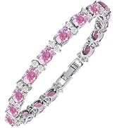 KEZEF Kadınlar i&ccedil;in Tenis Bileklikleri - K&uuml;bik Zirkonya - Oval 7x5mm Değerli Taşlar - Yuvarlak 2.50mm Beyaz CZ ...