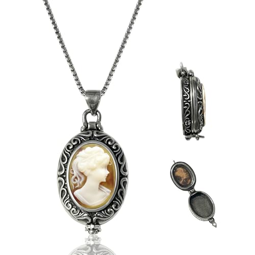 Vintage Cameo Locket Necklace - Essential Oil Diffuser & Solid
