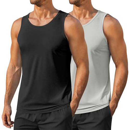 COOFANDY Men's Workout Tank Tops UPF 50+ Sleeveless Gym Muscle Shirts Cooling Quick Dry Bodybuilding Tanks for Swim Beach