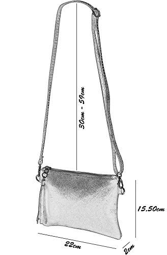 SH Leder Echtleder Umhängetasche Clutch kleine Tasche Abendtasche 22x15cm Anny G248 (Gold)