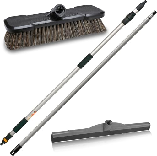 I.P.P.A. Pulizia e Lavaggio Pannelli solari e fotovoltaici. Setola Naturale antistriscio. Adatta Anche per Macchina, Camper, Caravan, Camion, Automobile, Autobus. Pulizia fotovoltaico.