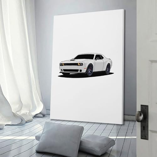 Toile Hellcat blanche grand format 60 x 90 cm de voiture de course pour mur