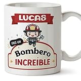 MUGFFINS Tazas Personalizadas para BOMBERO hombre - En Español - Eres increíble - Kawaii - 11 oz / 330 ml - Regalo Personalizable original y divertido