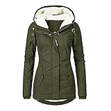 Generic Damen Wintermantel Dicke Parka Steppmantel mit Kapuze Plus Samt Mantel Oversized Winterjacke Daunenjacke Lange Jacke Slim Trenchcoats Winter Dicke Coat, Armeegrün, L