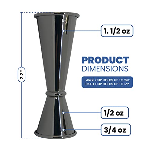Cocktail Jigger - Double Jigger 2 Oz 1 Oz For Bartending - Food Grade Stainless Steel With Clear Visible Internal Measurements - Ergonomic Design For Effortless Bar Liquor Pouring - Gunmetal Black #TOP2