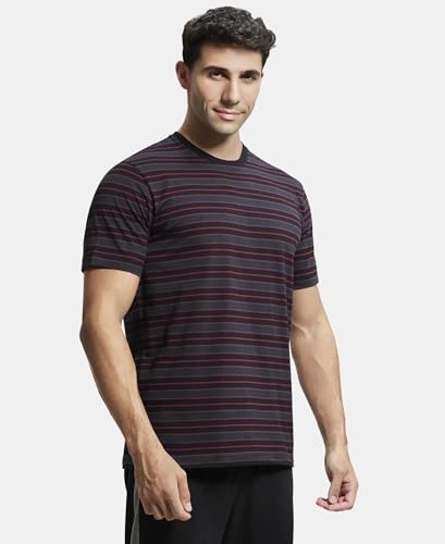 Image of Jockey 2715 Men's Super Combed Cotton Rich Striped Round Neck Half Sleeve T-Shirt