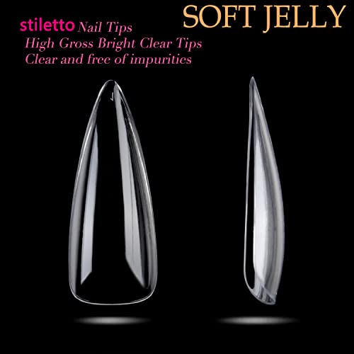 Image of UNA GELLA Medium Stiletto Nail Tips, 312pcs Gel Nail Tips, Clear Acrylic Medium Stiletto Press on Nails For Nail Extension Nail Art DIY Salon 12 Sizes