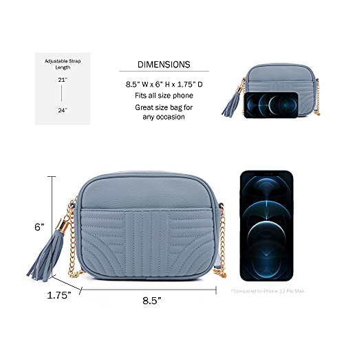Image of EVVE Quilted Crossbody Bags for Women - Stylish Camera Bag with Tassel - Lightweight Medium Size Shoulder Purse