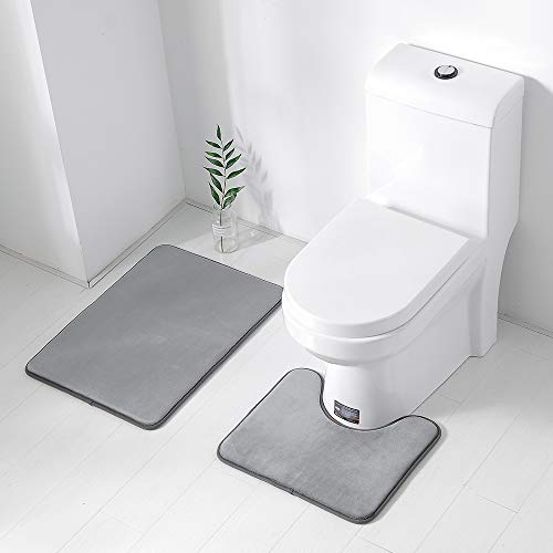 2 Stück rutschfeste Ständer Badematten Set, Eleoption atmungsaktivem Memory-Schaum Bad-Teppiche...
