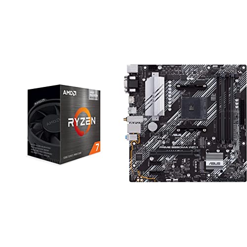 AMD Ryzen 7 5700G 8-Core, 16-Thread Unlocked Desktop Processor with Radeon Graphics ASUS Prime B550M-A WiFi II AMD AM4 (3rd Gen Ryzen™) Micro ATX Motherboard