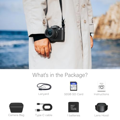Image of Digital Camera, 4K 64MP WiFi Touch Screen Vlogging Camera, 32GB SD Card, Lens Hood, Dual Cameras, 3000mAh Battery, 4 inch Display - Black