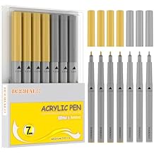 DOOHALO Silver Gold Acrylic Paint Makers Pens Compatible with Cricut4/3/2/1 Air Machine 1.0 mm Medium Tips Gel Pen for Rocks, Fabric, Glass, Wood, Metal, Paper, Plastic