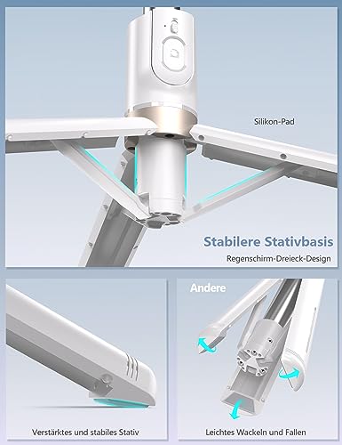 Selfie Stick mit Bluetooth Fernbedienung, Erweiterbarer Extra Lang Reisen Stativ für Smartphone, 360° Drehbare Handystativhalter Kompatibel mit Smartphones, Action-Kamera 5