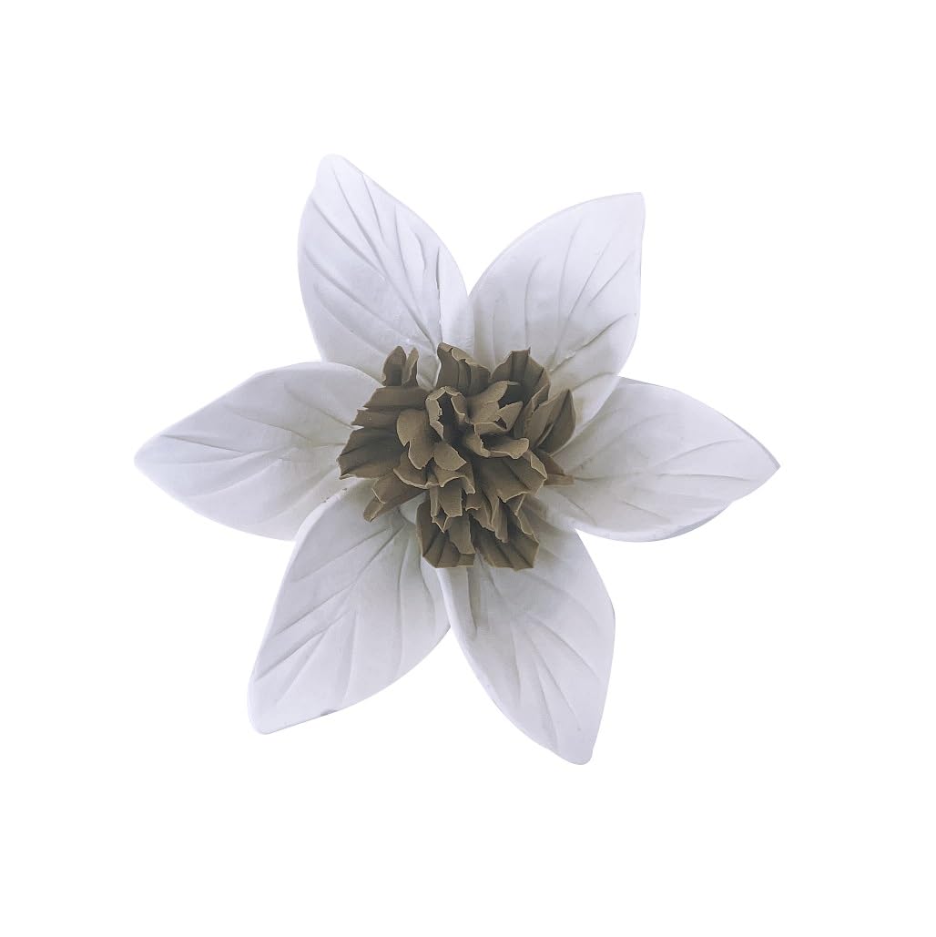Amerry White Brown，Orange Blossom Orange Blossom, 2.76" Ceramic Flower Wall Art, Artificial Flower Wall Sculpture，Handcrafted 3D Hanging Porcelain Flowers ,3D Wall Hanging Decor ,Porcelain Flower Wall Décor For