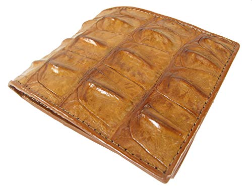 Genuine Crocodile Alligator Backbone Skin Leather Bifold Wallet ([B1] 6 Card Slots + 2 ID Windows + 2 Compartment for Bills, Tan Brown)