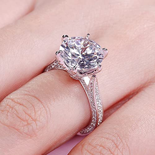 Jeulia Classic Round Cut Wedding Ring:Sterling Silver Diamond Eternity Band Engagement Anniversary Promise Bridal Set Christmas Jewelry Gift with Box4