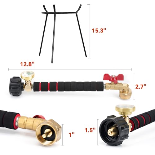 Skyflame Propane Refill Kit for 1LB Refillable Cylinders, QCC1 Refill Elbow Adapter with Gauges and a Removable Refill Stand - Portable for Outdoor Camping - Thumbnail 2