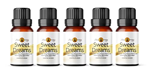 Aroma Energy | Sweet Dreams Essential Oil Blend 50ml (5 x 10ml) - Blend of Lavender, Ylang Ylang & Camomile | Diffuser, Bath, Candles, Soaps, Aromatherapy | 100% Pure & Natural