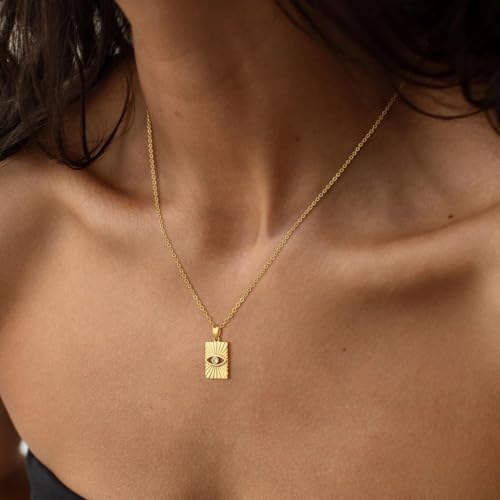 Evil Eye Necklace for Women, 14k Gold/Silver Necklace for Women, Womens Pendant Necklaces, Gold Jewelry Gifts for Women3