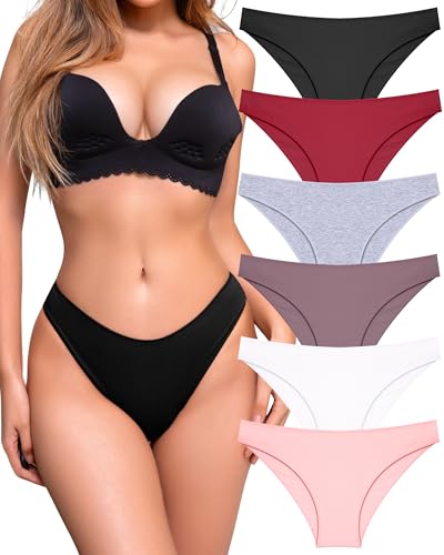 Image of UNDER THE SEA Cotton Underwear for Women 6 Pack Sexy Bikini High Cut Breathbale Cheeky Panties Underwear Womens Lingerie