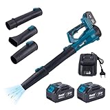 Hanabi Soprador de Folhas a Bateria Turbo 21V 4,0Ah com 2 Baterias Velocidade Variável Soprador Eletrico Sem Fio 550 CFM / 180 MPH Motor Brushless com Tubos e Carregador