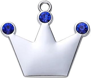 ZKXXJ Personalized Dog Tag Crown Tag for Pet,Silver Plated Custom Crown Crystal Tags with Pretty Glitter Bling Paw Print,Double-Side Laser Engraving Tags for Dog Cat Pets,6 Colors,Free Hoop Ring