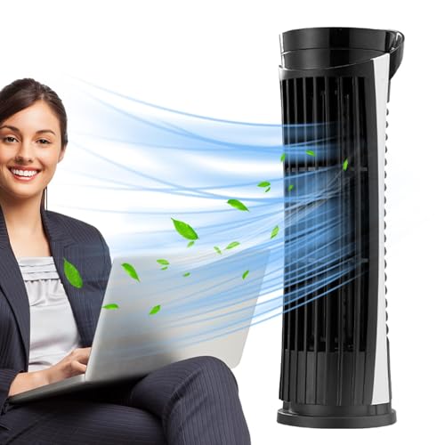 Pequeño ventilador de torre, ventilador torre de escritorio - Ventilador de aire acondicionado,Ventilador torre de 10 pulgadas, ventilador de mesa ajustable, pequeño ventilador de escritorio con 2