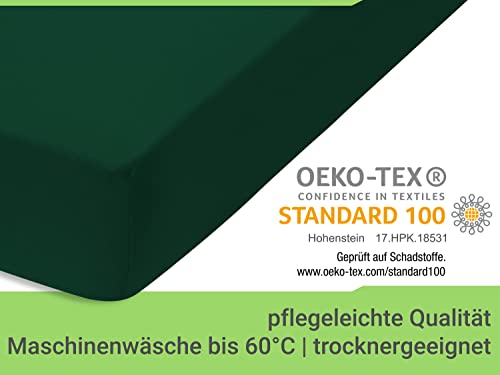 Emily´s Check Doppelpack Bettlaken Betttuch Spannbettlaken 1493.2123, 140 x 190-200 cm, Dunkelgrün – Ansicht 6