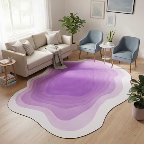 Lavender Contemporary Modern Shaped Area Rug for Living Room Bedroom