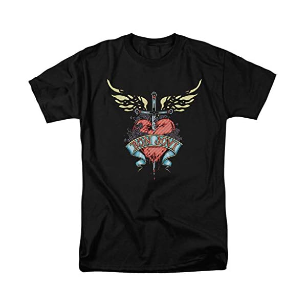 Bon Jovi Logo Heart and Dagger Band T Shirt & Stickers