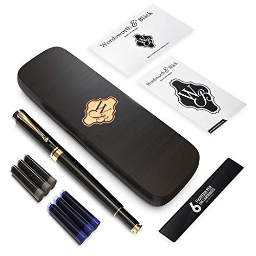 Wordsworth and Black's Calligraphy Pen - Luxury Wooden Bamboo Fountain Pen - Refillable Ink Converter-Smooth Ink Flow For Precision Writing, Journaling, Drawing (Black Wood, Gift Case [Medium Nib]) - Thumbnail 2