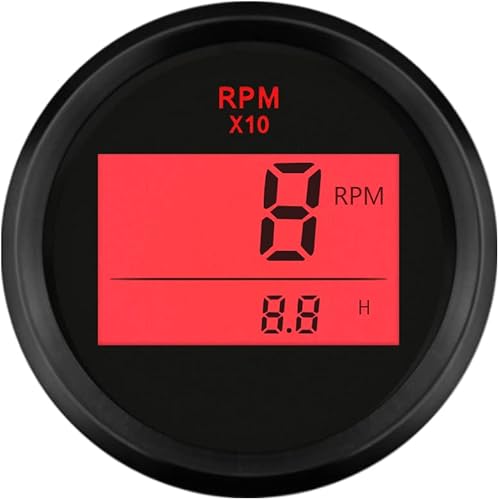 ELING Tacómetro digital de motor impermeable REV contador 9990 RPM medidor con medidor de horas 2.047 in 12V 24V con retroiluminación
