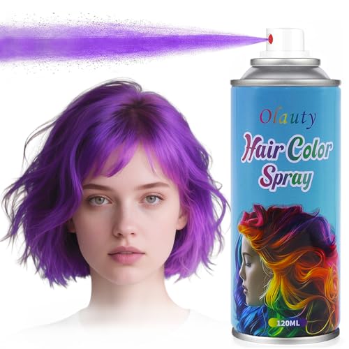 Purple Hair Spray Temporary Hair Color Spray for Kids Women Men Washable One-Time Use Hair Color Wax Dye Non-Sticky Hair Coloring Natural Gel for Cosplay DIY Party Halloween (Purple 4.06Oz)