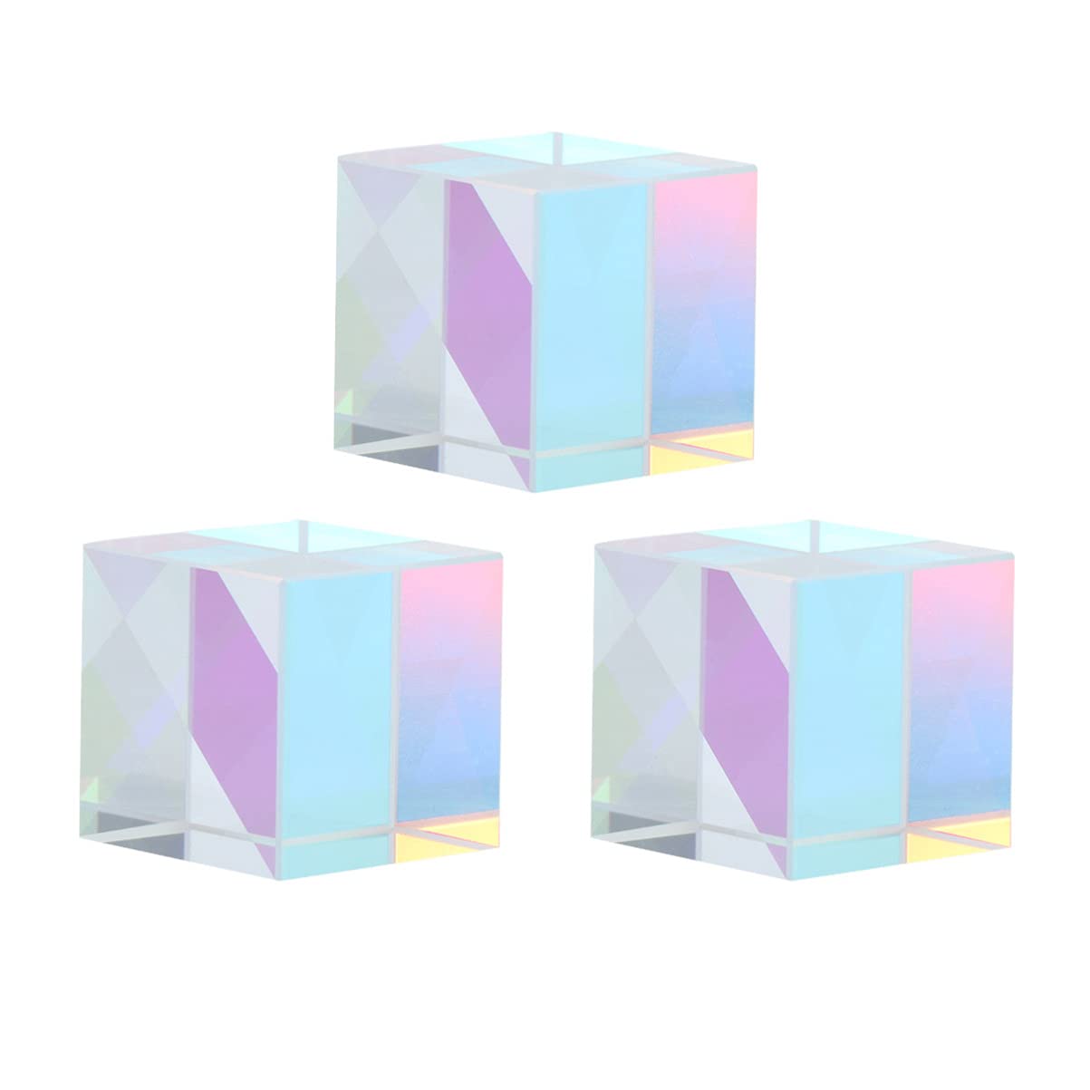 PRETYZOOM RGB Cube Dispersion Prism 3 Pack Optical Cube Glass Prism for Physics Education