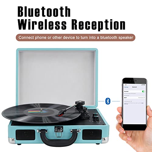 Vinyl Record Player Wireless Turntable Bluetooth 3-Speed Portable Vintage Suitcase with Built-in Speakers, Includes Extra Stylus/RCA Out/AUX IN - Les Beatles, Paul McCartney, John Lennon, RIngo Starr, George Harrison Vinyl Record Player Wireless Turntable Bluetooth 3-Speed Portable Vintage Suitcase with Built-in Speakers, Includes Extra Stylus/RCA Out/AUX IN – Image 3