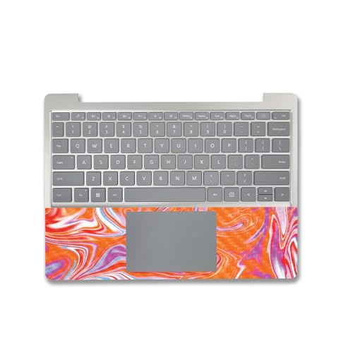 Image of MightySkins Carbon Fiber Skin Compatible with Microsoft Surface Laptop Go 3 (2023) Full Wrap Kit - Orange Swirl | Protective, Durable Textured Carbon Fiber Finish | Made in The USA