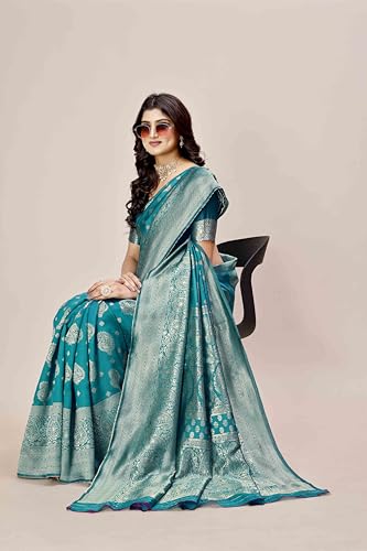 Image of Shasmi Women's Banarasi Saree Pure Kanjivaram Silk Saree Soft new ladies 2025 Design Wear Pattu Sarees Party Sari collections With Blouse Piece for Wedding sadi (PARI-218)
