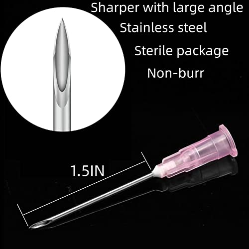 100Pack 18Ga 1.5 Inch Dispensing Needles Sterile Lab Syringe Accessories, Individually Sealed Packed