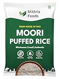 MITHILA FOODS 1 kg Plain Moori Puffreis Murmura | Bio Gesund knusprig Vegan Glutenfrei | kalorienarmer ballaststoffreicher leichter knuspriger Snack | authentische traditionelle Bihari Muri Bhel