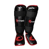 Kids Champion Shin Guards, with Instep Pads and Foot Protection, Phoenix Fight Gear Mixed Martial Arts Shin Guards for Kids, Youth shin Guards for MMA Training, Muay Thai (Black, Small)