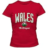 Damen Fußball T-Shirt Wales Cymru Football EM Trikot DTG, Farbe:rot, Größe:XXL