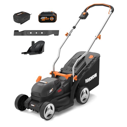 Worx Cordless Lawn Mower, 20V 14" 2-in-1 Grass Mower for Lawn Care, WG733.1