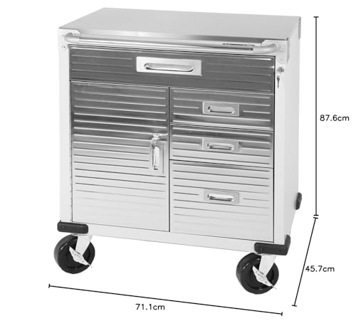 Seville Classics Werkstattwagen mit Edelstahl-Arbeitsplatte, 71.1 x 45.7 x 87.6 cm (LxBxH), grau, Granit
