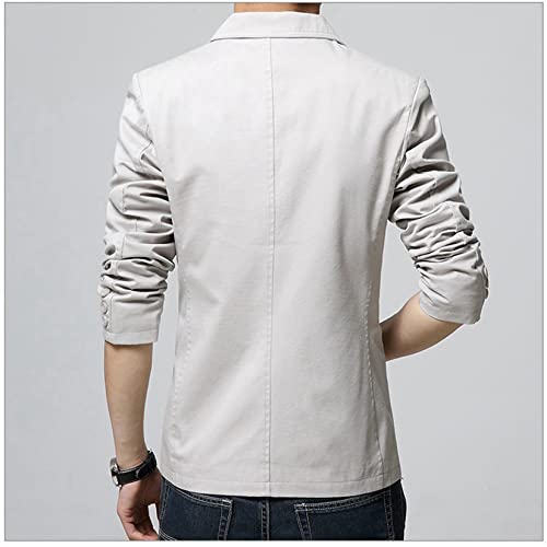 Dawwoti Blazer masculino slim fit casual com dois botões e lapela entalhada, paletó separado, Bege,