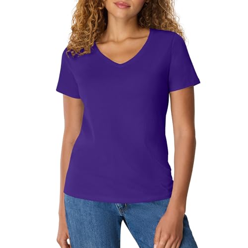 Hanes Women's Perfect-T V-Neck T-Shirt, Ring-Spun Cotton Short Sleeve Tee for Women - image 1